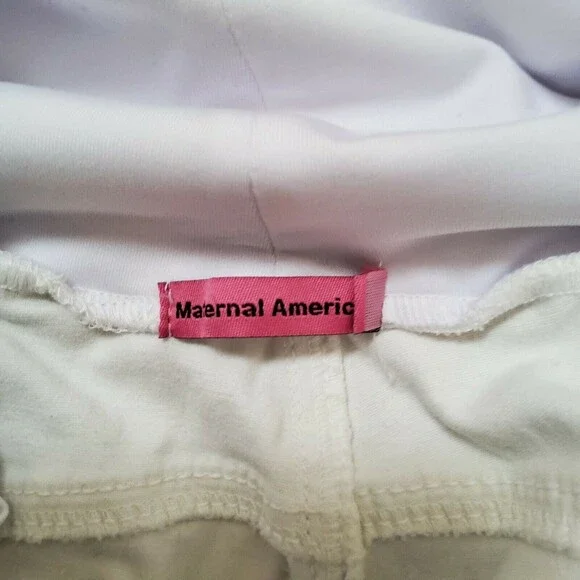 Maternal America Maternity Denim White Jean Shorts Size L New - Picture 7 of 7